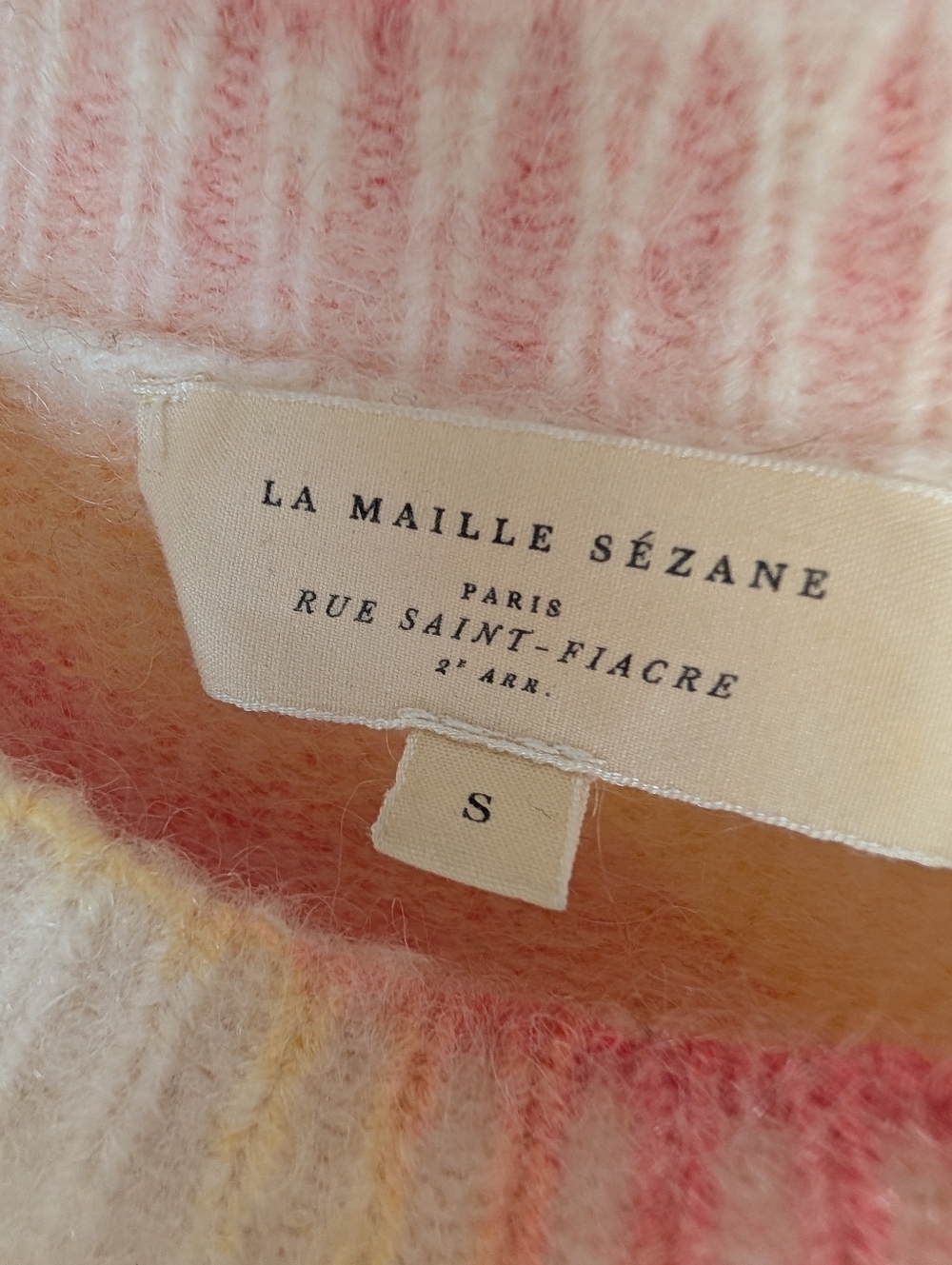 SEZANE MOHAIR WOOL SWEATER PASTEL COLORBLOCK SOFT KNIT PARIS CHICS - Picture 4 of 6